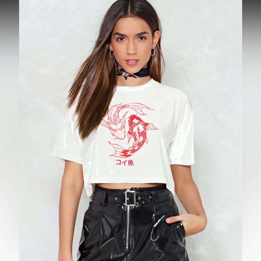 Nasty Gal Don’t Play Koi Velvet Crop Top